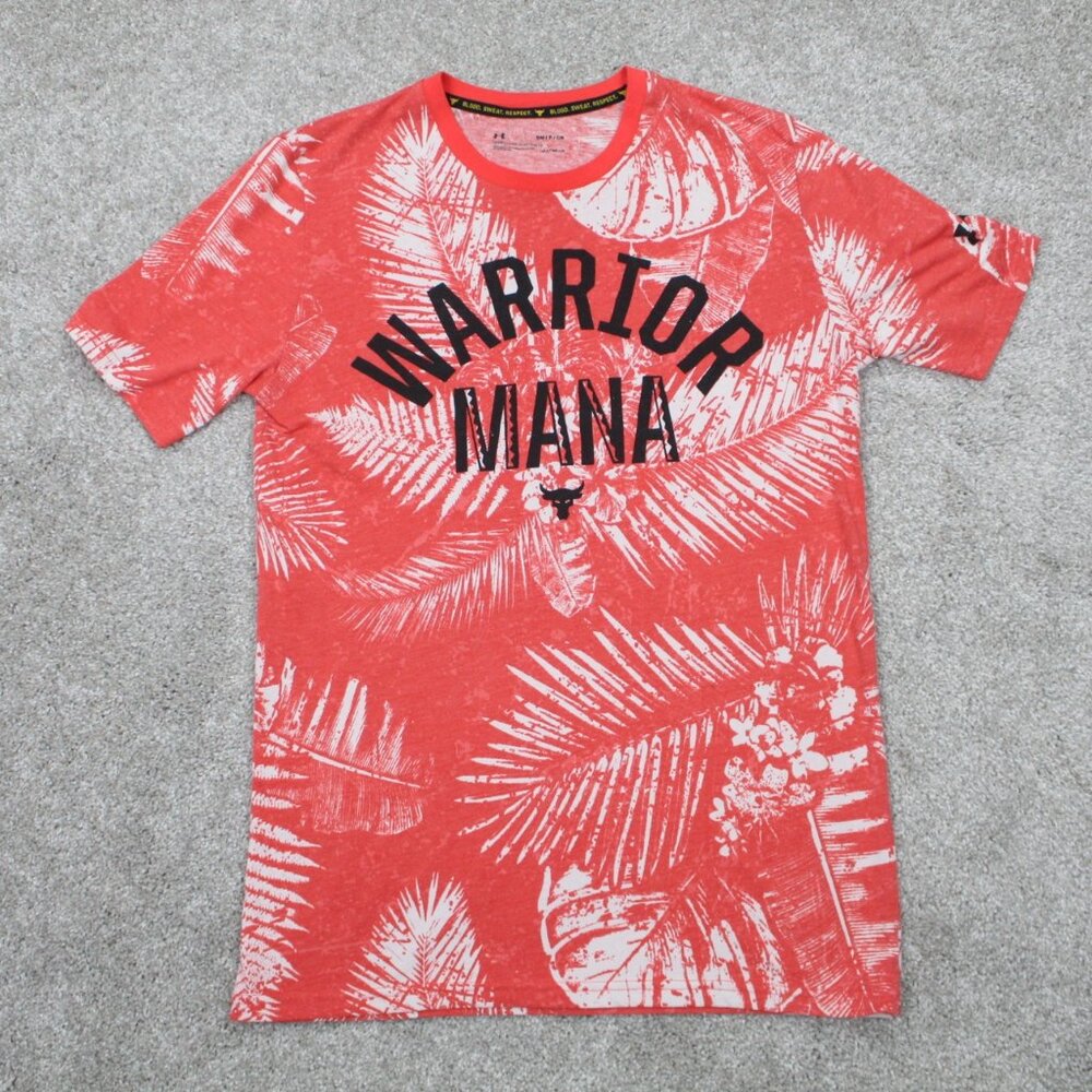 Under Armour Shirt Mens Small Red UA Warrior Mana Project Rock S/S Pullover
